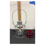 L & N RR railroad lantern with red shade   No