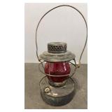 Vintage Handlan St Louis USA RR lantern with red