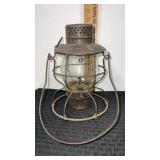 St Louis railroad lantern. With embossed glass