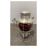 Vintage Adlake KERO railroad lamp red globe NYCS
