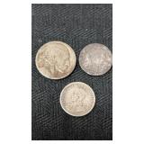 1899 ?  Barber dime.  Buffalo nickel unable to