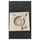 1918 silver mercury dime
