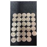 29.  Mixed dates silver quarters