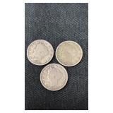 1901, 1908, 1911 liberty head nickels