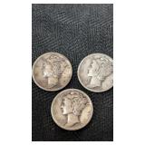1926, 1927 and 1935D  mercury dimes