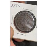 1845 & 1848 US Large Cents One Cent