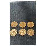 6  $1  gold coins.