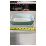 Pyrex 507B Green Baking Dish, some paint flaking