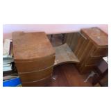 Vintage wooden vanity missing the mirror