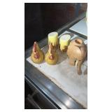 Salt and pepper shakers, elephant wooden and