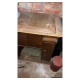 Sewing machine wooden table with sewing machine