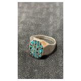 Men's silvertone ring with turquoise?