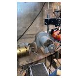 Metal work bench with contents in the basement