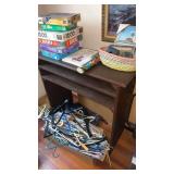 Miscellaneous  group of puzzles,  wood cabinet