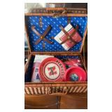 Wicker gray, goose vodka, picnic basket with