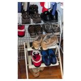 Miscellaneous men's shoes, size 9 and shoe racks