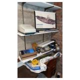 Wood Desk, End Table, & Everything on shelves