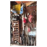 Wall with miscellaneous hardware tools, and more