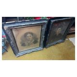 2 Framed vintage lady picture approximately 23 x