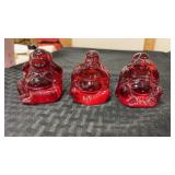 2.5' Red carved maitreya  Buddha's