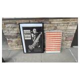 2 wall hangings with posters in them. Aprox.