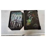 2 Star Wars wall hanging pictures. 1 is