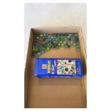 Misc. group of colored marbles with tin