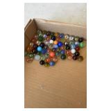 Large group of marbles various sizes & colors