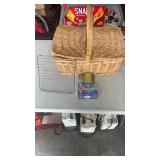 Picnic basket, cups, and more