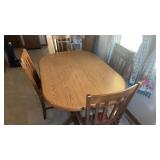 Wood Kitchen Table, 2 Leafs, 4 Chairs Set, Approx