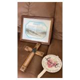 Footprints framed and matted picture , wooden
