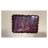 Vintage lacquered wood print hanging decor