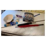 Misc. Household items. Duster, umbrellas, decode,