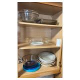 3 Shelves of Baking dishes, Bowls & more