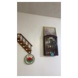 Wooden spice cabinet , wall shelf with bear