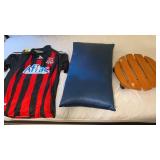 Misc. Items. Jersey, pillow, & plant stand