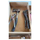 Hatchet and pop riveters, one hole punch