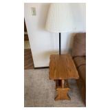 Wooden end table with lamp