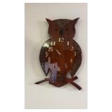 Hand made walnut wood and lacquer owl clock