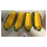 Set of 4 Corn Cob Ceramic Trays