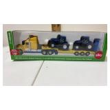 Tractor truck with 2 holland tractors 1/87 scale