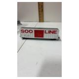 Soo line  HO scale  red  and white  train car