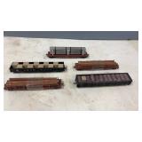 5 HO Scale Railway Flat Cars with Cargo