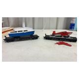 HO SCALE. Flatcar with boat and plane