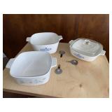 Vintage Blue Cornflower & Floral Bouquet Casserole