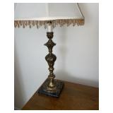 Vintage Resin & Marble Table Lamp w/ Shade