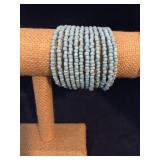 Kenyan Turquoise Seed Bead Cuff Bracelet