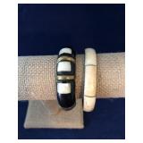 Vintage Brass & Bone Inlay Bangle from India