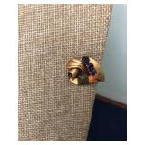 14K Gold Screw-back Earring with Amethist Accents