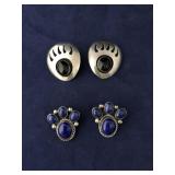 Vintage .925 Navajo Bear Claw Earrings